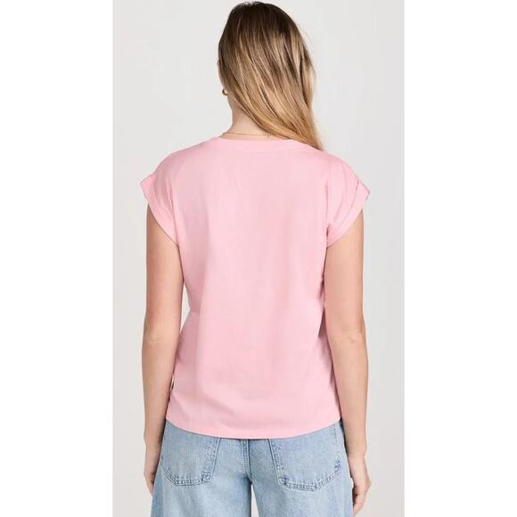 Frame Easy V Neck Tee Shirt in Dusty Pink S - Picture 3 of 4